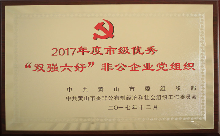 2017年度市級優(yōu)秀“雙強(qiáng)六好”非公企業(yè)黨組織